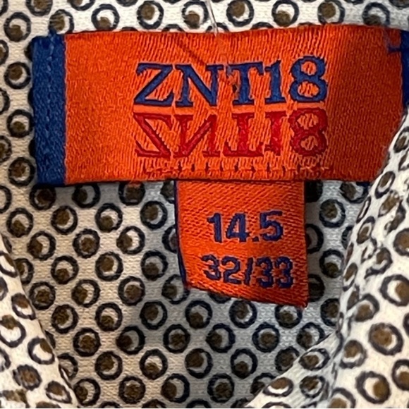 Znt18 Zanetti Cadiz Medallion Print Long Sleeve Trim Fit Shirt 14.5 32/33 Small - Picture 4 of 9